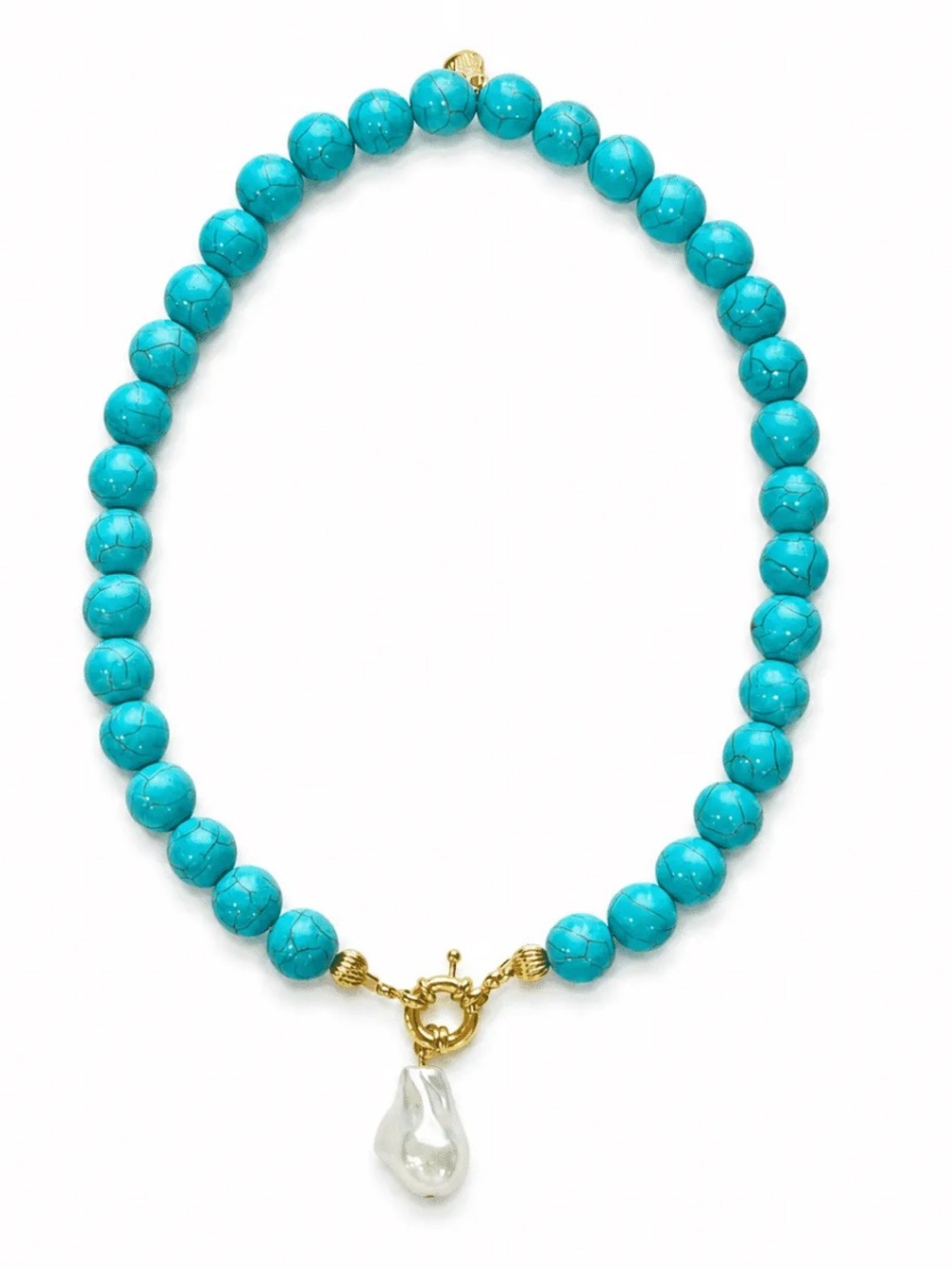 NEW✨ Mayamar Turquoise Beaded Baroque Pearl Drop Pendant Necklace